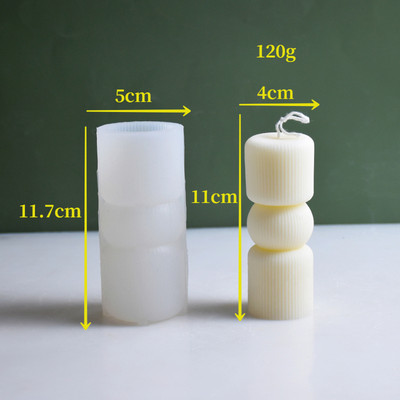 Jauna 3D svītrainu cilindru sveču silikona veidne Diy ģeometriska radoša dekorācija sveču ģipša veidne ballīšu sveču dāvanu veidne
