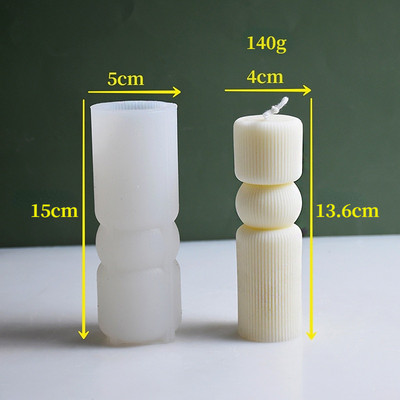 Jauna 3D svītrainu cilindru sveču silikona veidne Diy ģeometriska radoša dekorācija sveču ģipša veidne ballīšu sveču dāvanu veidne