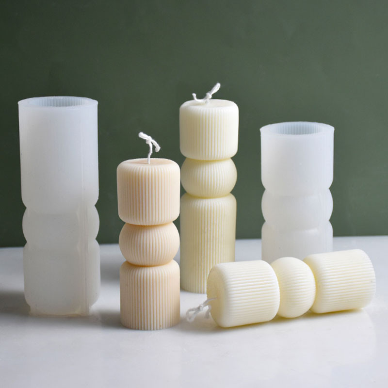Jauna 3D svītrainu cilindru sveču silikona veidne Diy ģeometriska radoša dekorācija sveču ģipša veidne ballīšu sveču dāvanu veidne