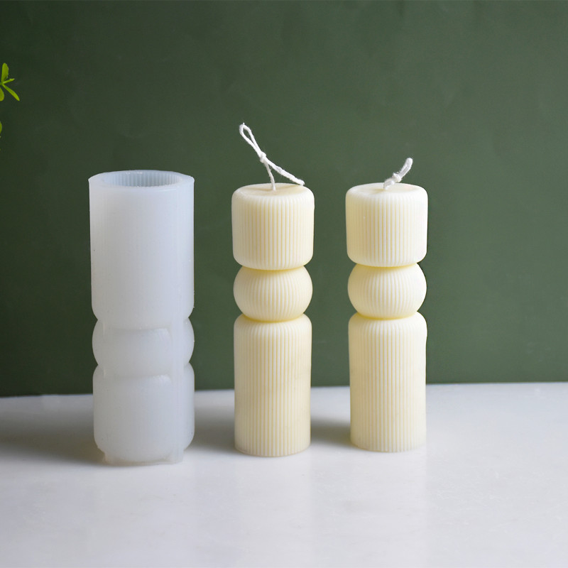Jauna 3D svītrainu cilindru sveču silikona veidne Diy ģeometriska radoša dekorācija sveču ģipša veidne ballīšu sveču dāvanu veidne