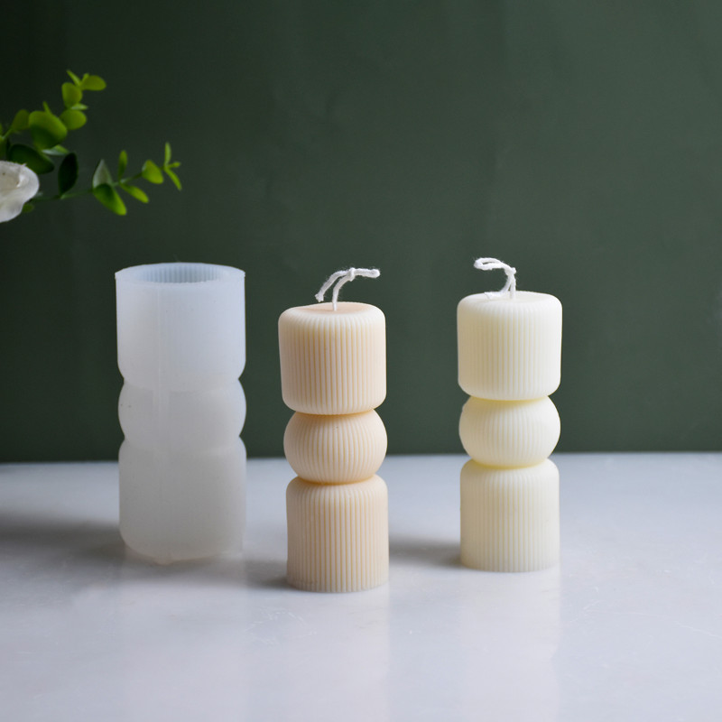 Jauna 3D svītrainu cilindru sveču silikona veidne Diy ģeometriska radoša dekorācija sveču ģipša veidne ballīšu sveču dāvanu veidne