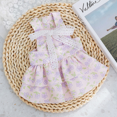 Puķaina princeses kleita Pavasara vasara mājdzīvnieku suņu apģērbi Saldi mājdzīvnieku apģērbi Bišons Jorkšīras mīļi apdrukāti kucēna kaķa svārki plāni svārki