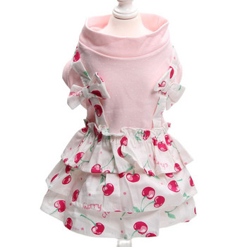 Princess Dog Cat Dress Cherries&Bow Design Домашно кученце Фея Пола Пролетно/лятно облекло Облекло