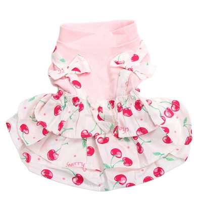 Princess Dog Cat Dress Cherries&Bow Design Домашно кученце Фея Пола Пролетно/лятно облекло Облекло