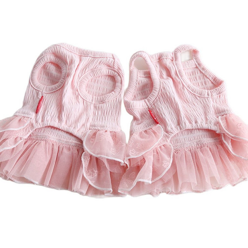 Uus koerakassi kleit pits- ja lillekujundusega lemmiklooma kutsika seelik kevad-/suveriided, 5 suurust