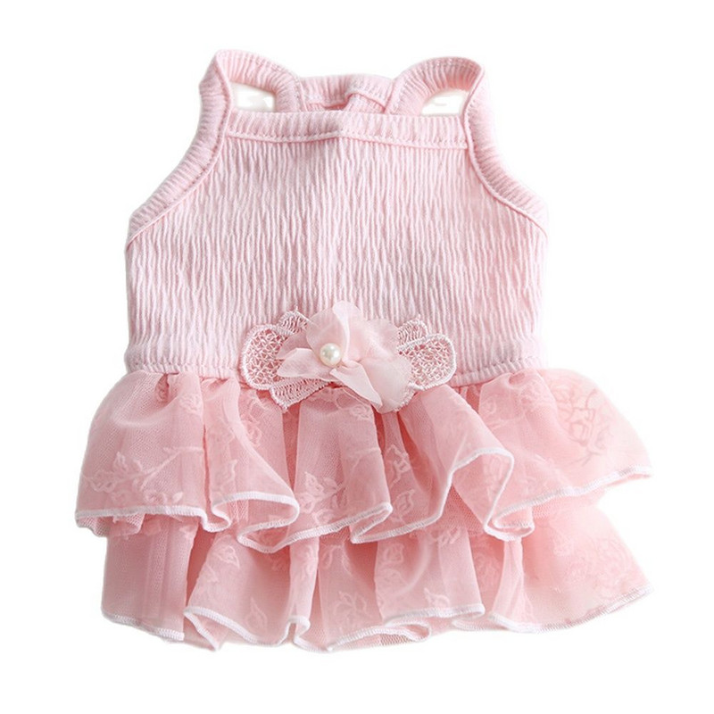 Uus koerakassi kleit pits- ja lillekujundusega lemmiklooma kutsika seelik kevad-/suveriided, 5 suurust