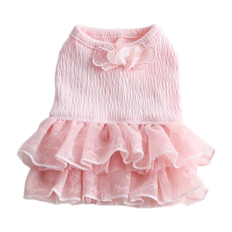 Uus koerakassi kleit pits- ja lillekujundusega lemmiklooma kutsika seelik kevad-/suveriided, 5 suurust