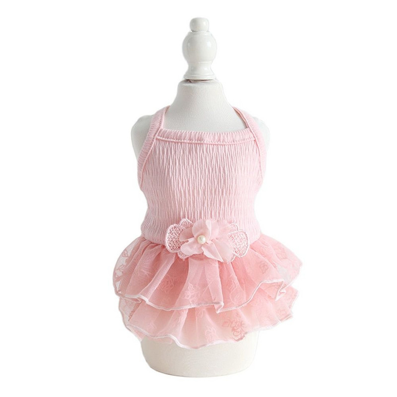 Uus koerakassi kleit pits- ja lillekujundusega lemmiklooma kutsika seelik kevad-/suveriided, 5 suurust