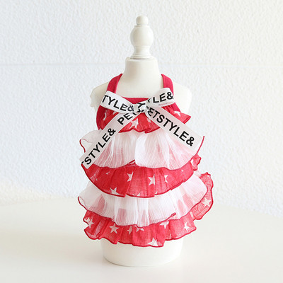 Suņu un kaķu kleita pieczvaigžņu kūka svārku dizains mājdzīvnieku kucēns pavasara/vasaras apģērbs, 2 krāsu