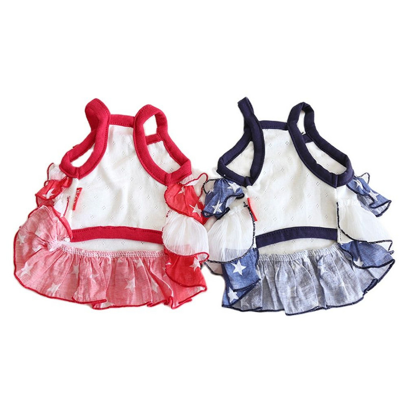 Suņu un kaķu kleita pieczvaigžņu kūka svārku dizains mājdzīvnieku kucēns pavasara/vasaras apģērbs, 2 krāsu