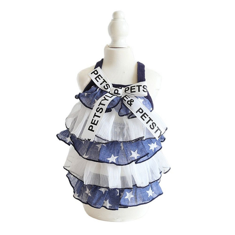 Suņu un kaķu kleita pieczvaigžņu kūka svārku dizains mājdzīvnieku kucēns pavasara/vasaras apģērbs, 2 krāsu