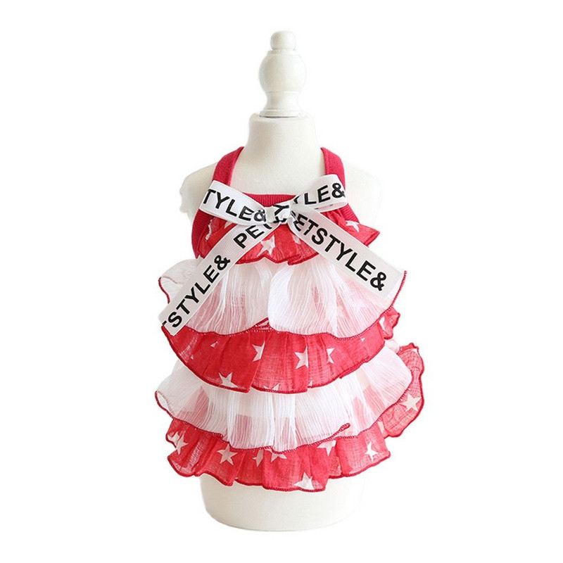 Suņu un kaķu kleita pieczvaigžņu kūka svārku dizains mājdzīvnieku kucēns pavasara/vasaras apģērbs, 2 krāsu