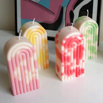 Rainbow Arch Candle Силиконова форма Направи си сам Rainbow Bridge Geometry Candle Сладолед за печене на сапун Форма за домашен декор Подаръци