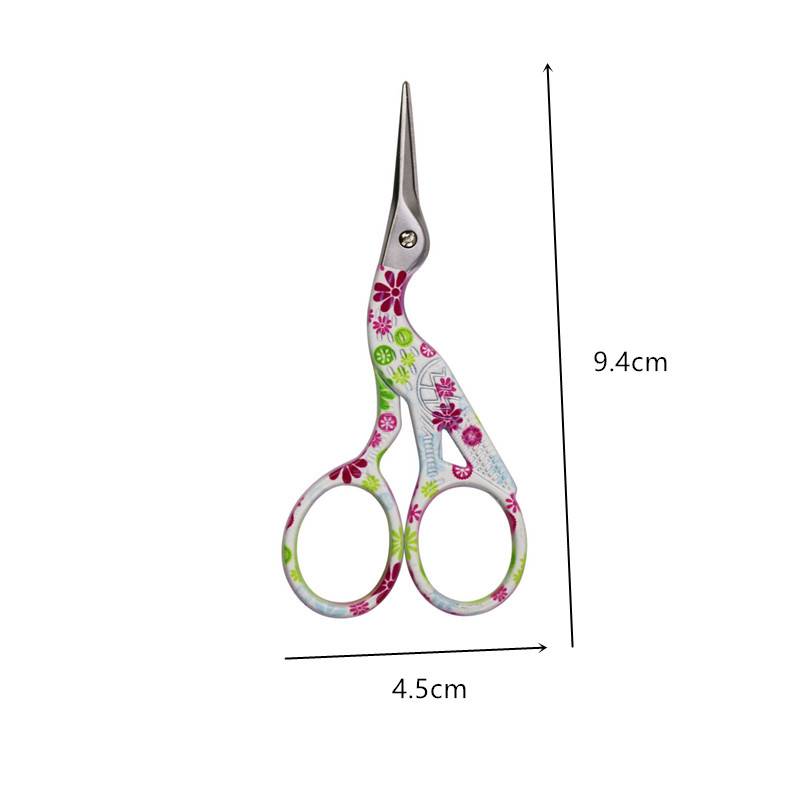 Drukāšana ar rokām darinātas DIY kopšanas šķēres šūšanai un rokdarbiem Zeltaini rozā mazas stārķu šķēres šūšanas rīks antīkas šķēres