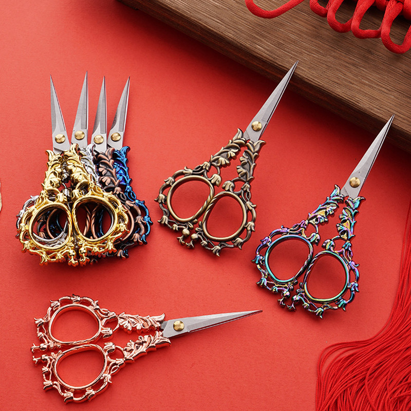 Vintage nerūsējošā tērauda šķēres izšuvumi DIY auduma rokdarbi Krustdūriens rokdarbi diegu griezējs šūšanas drēbnieku šķēres