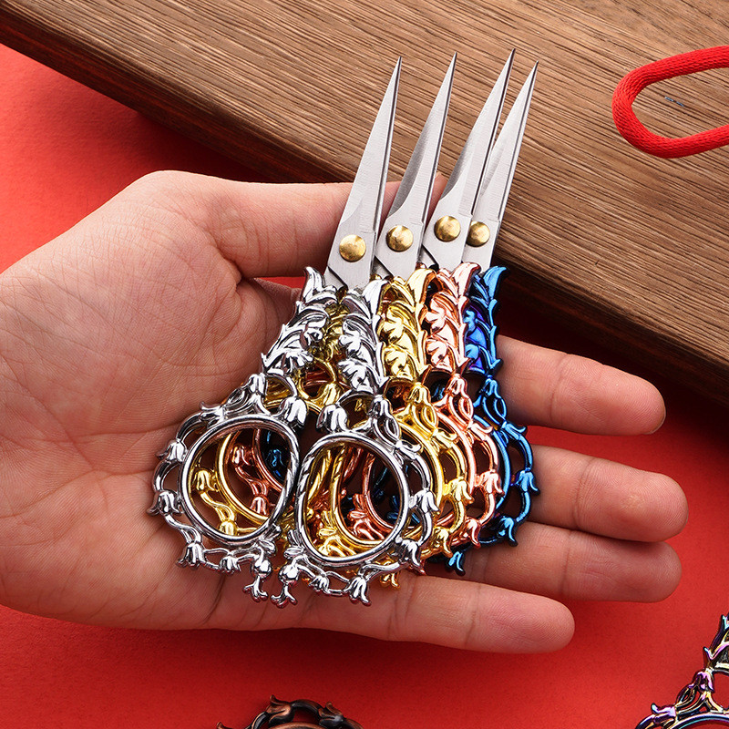 Vintage nerūsējošā tērauda šķēres izšuvumi DIY auduma rokdarbi Krustdūriens rokdarbi diegu griezējs šūšanas drēbnieku šķēres