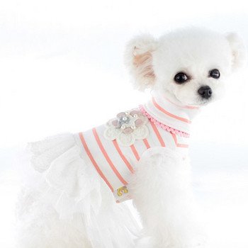 Кучешка рокля Кучешки тоалети Високоеластичен пуловер с мрежест ръб Летни дрехи за котенца за открито