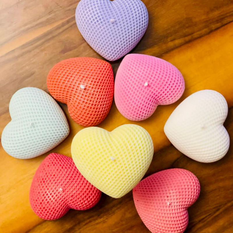 3D režģa sirds silikona sveču veidnes DIY rokām gatavotām aromātiskā vaska ziepēm, putām šokolādes kūkas veidnēm mājas dekorēšanai, galda rokdarbiem