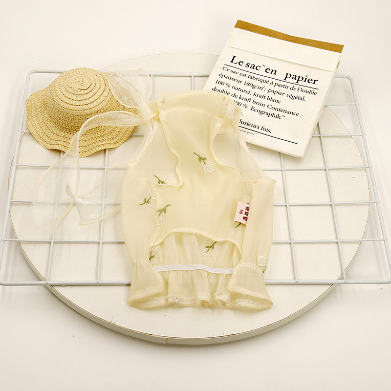 Jauns Ins Mājdzīvnieku apģērbs Vasaras Ins Mājdzīvnieku drēbes Izšuvumi Roze Maiga sieta suņu veste kucēna apģērbi Meiteņu mājdzīvnieku kleita