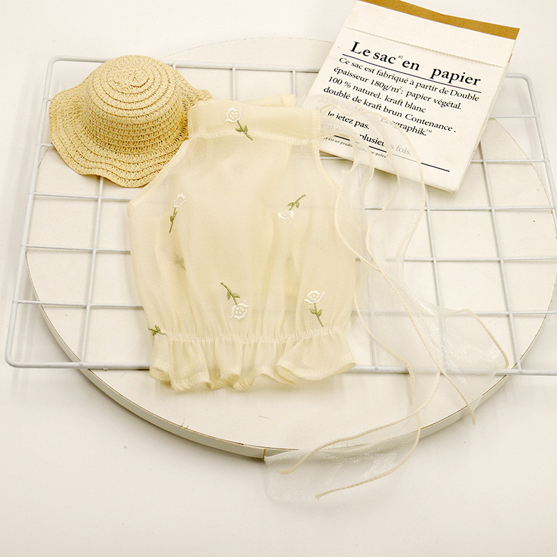 Jauns Ins Mājdzīvnieku apģērbs Vasaras Ins Mājdzīvnieku drēbes Izšuvumi Roze Maiga sieta suņu veste kucēna apģērbi Meiteņu mājdzīvnieku kleita