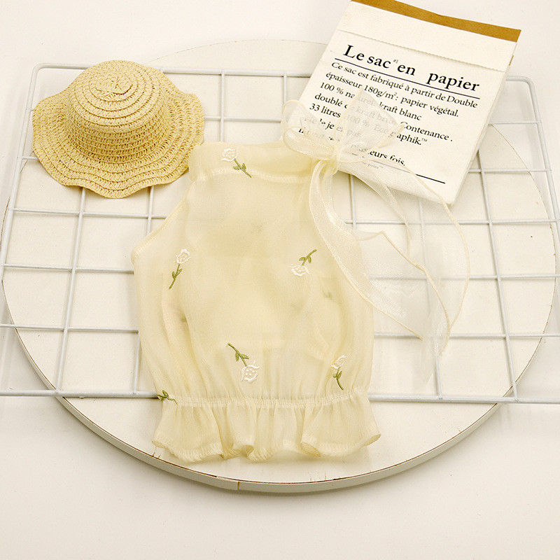 Jauns Ins Mājdzīvnieku apģērbs Vasaras Ins Mājdzīvnieku drēbes Izšuvumi Roze Maiga sieta suņu veste kucēna apģērbi Meiteņu mājdzīvnieku kleita