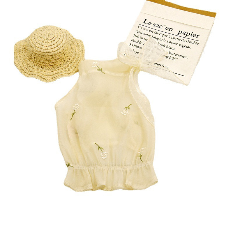 Jauns Ins Mājdzīvnieku apģērbs Vasaras Ins Mājdzīvnieku drēbes Izšuvumi Roze Maiga sieta suņu veste kucēna apģērbi Meiteņu mājdzīvnieku kleita