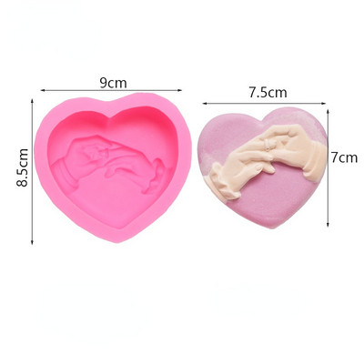 3D Sirds formas roku rokā roku darbs Silikona ziepju veidne DIY Sirds formas sveču veidne Šokolādes veidne Kāzu kūku gatavošanai