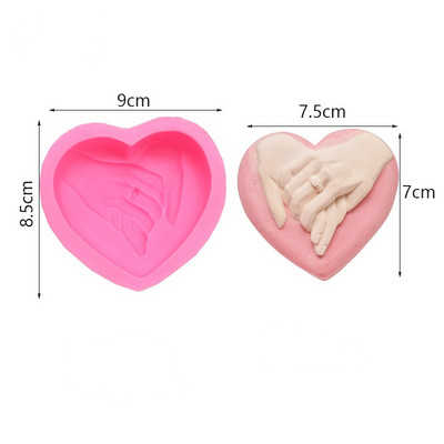 3D Sirds formas roku rokā roku darbs Silikona ziepju veidne DIY Sirds formas sveču veidne Šokolādes veidne Kāzu kūku gatavošanai