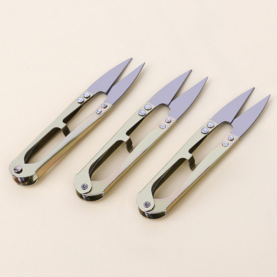 1/3 gab. U-veida šūšanas šķēres dzijas griešanai šķērveida diegu šķēres krustdūriena bīdāmās izšūšanas šķēres auduma DIY amatniecībai