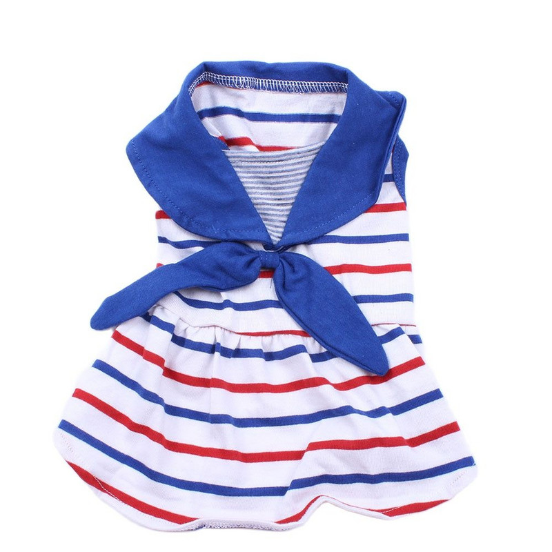 Jauns suņu kaķu kleitas krekls 100% kokvilnas svītrains mājdzīvnieku kucēnu T-krekls Veste mājas apģērbs 2 krāsas 5 izmēri