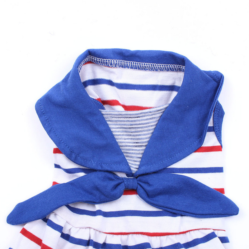 Jauns suņu kaķu kleitas krekls 100% kokvilnas svītrains mājdzīvnieku kucēnu T-krekls Veste mājas apģērbs 2 krāsas 5 izmēri