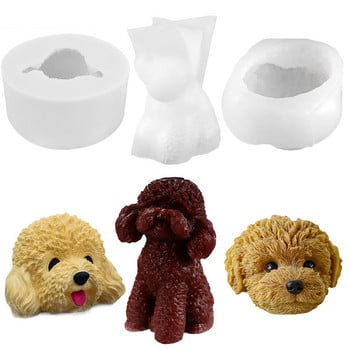 3D Teddy Dog Head Candle Mould σιλικόνης Diy New Poodle Craft Plaster Resin Saap Making Supplies Handmade Candles Making Molud Kit