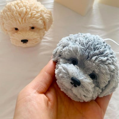 3D Teddy Dog Head Lumânare Mucegai din silicon Diy New Puddle Craft Tencuială Rășină Produse pentru fabricarea de săpun Lumânări lucrate manual Kit Molud