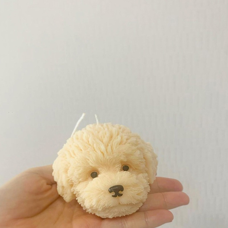 3D rotaļu suņa galvas svece, silikona veidne. Jauns pūdelis, ģipša sveķu ziepju izgatavošanas piederumi ar rokām gatavotu sveču izgatavošanas veidņu komplekts