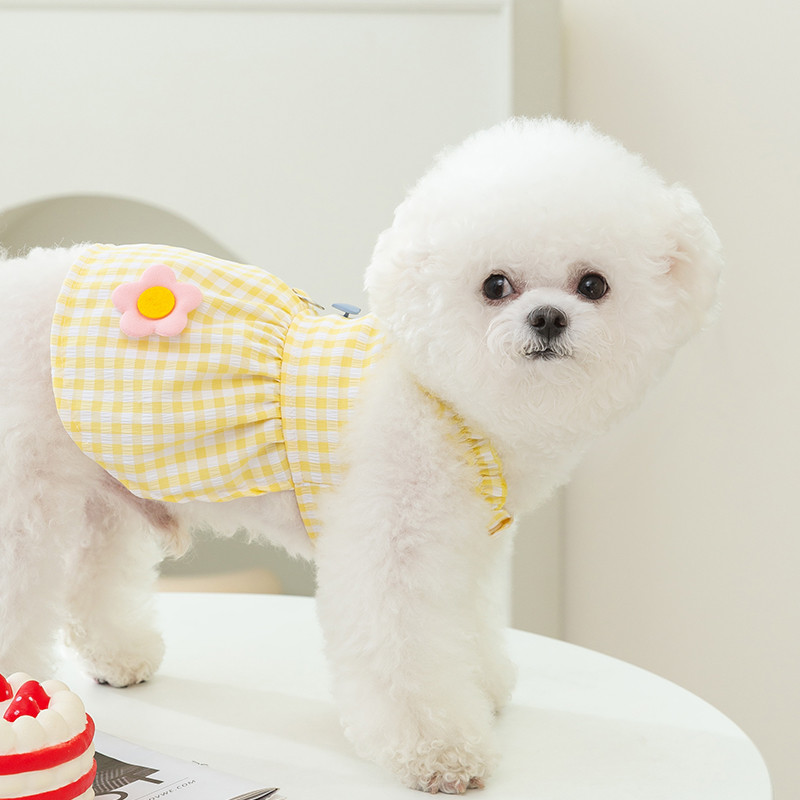 Kucēns Vasaras Mode Jauki Plaids Vilces siksna Svārki Suns Mājdzīvnieku Apģērbs Kleita Suņi Apģērbi Kaķis Sīki Izdrukas Jauka Meitene Jorkšīra