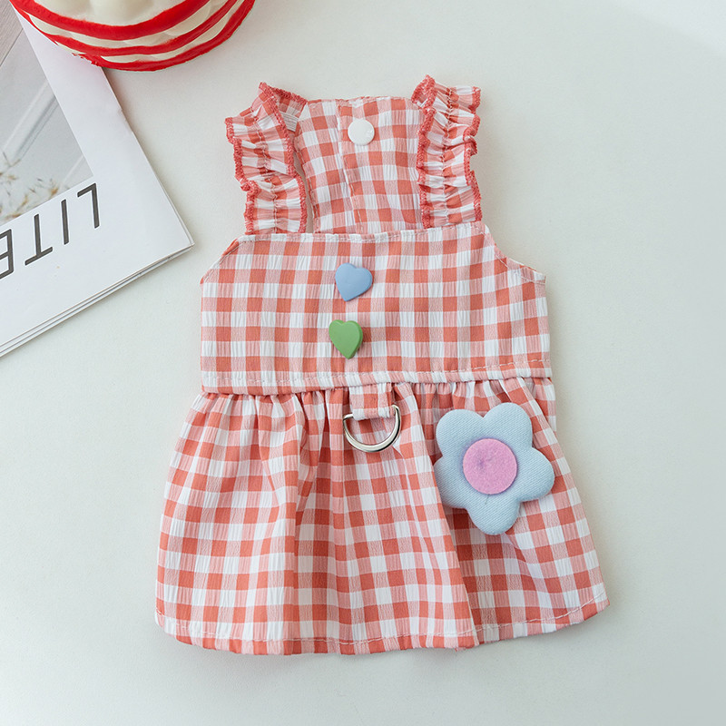 Kucēns Vasaras Mode Jauki Plaids Vilces siksna Svārki Suns Mājdzīvnieku Apģērbs Kleita Suņi Apģērbi Kaķis Sīki Izdrukas Jauka Meitene Jorkšīra