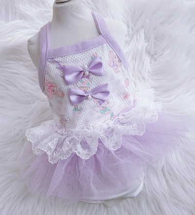 Jauna puķaina suņa kaķa kleita Tutu Sakura Mežģīņu dizains Mājdzīvnieku kucēnu ballītes svārki Pavasara/vasaras apģērbi, 5 izmēri