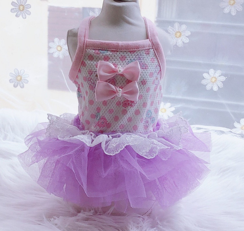 Jauna puķaina suņa kaķa kleita Tutu Sakura Mežģīņu dizains Mājdzīvnieku kucēnu ballītes svārki Pavasara/vasaras apģērbi, 5 izmēri