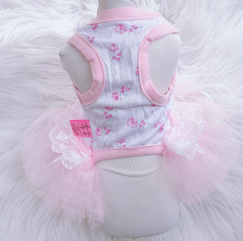 Jauna puķaina suņa kaķa kleita Tutu Sakura Mežģīņu dizains Mājdzīvnieku kucēnu ballītes svārki Pavasara/vasaras apģērbi, 5 izmēri