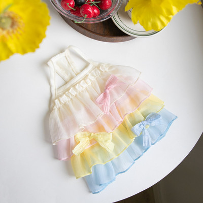 Forever Pet Town Rainbow Šifona kūka Kārtaini suņu svārki Mājdzīvnieku kaķu suņu rotaļu svārki Japāņu korejiešu modes mājdzīvnieku apģērbi kucēna kleita