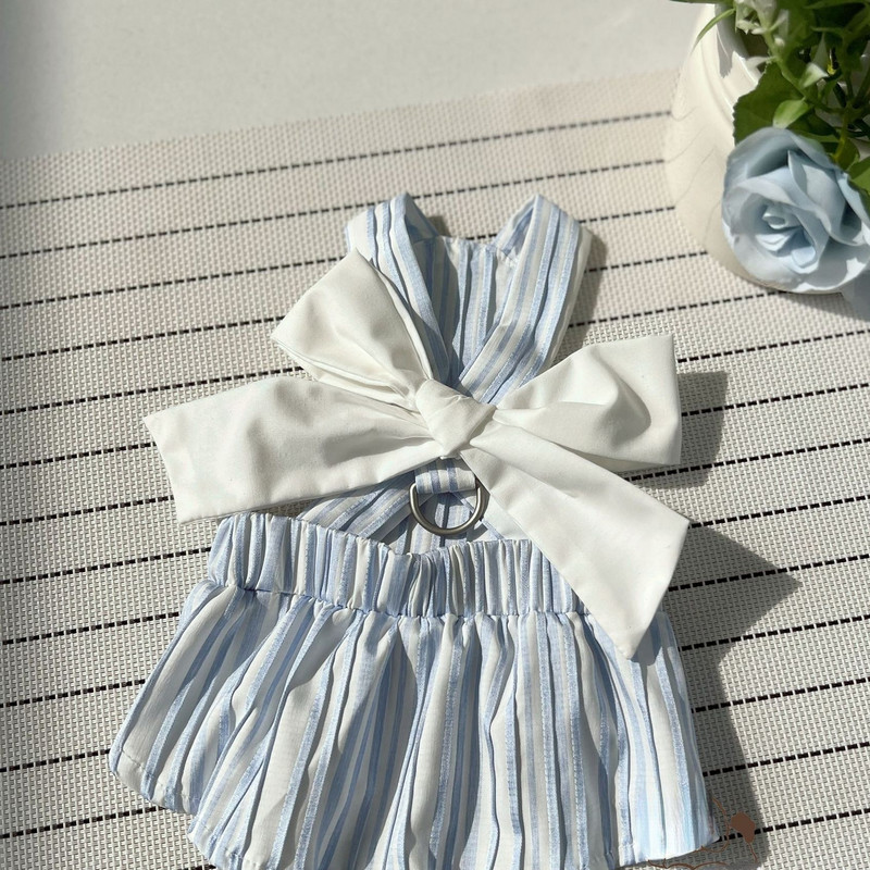 Pavasara/vasaras svītraina Bowknot Traction sprādze, viegla kleita