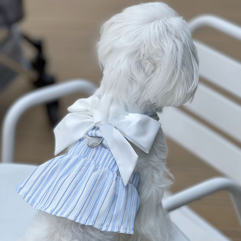 Pavasara/vasaras svītraina Bowknot Traction sprādze, viegla kleita