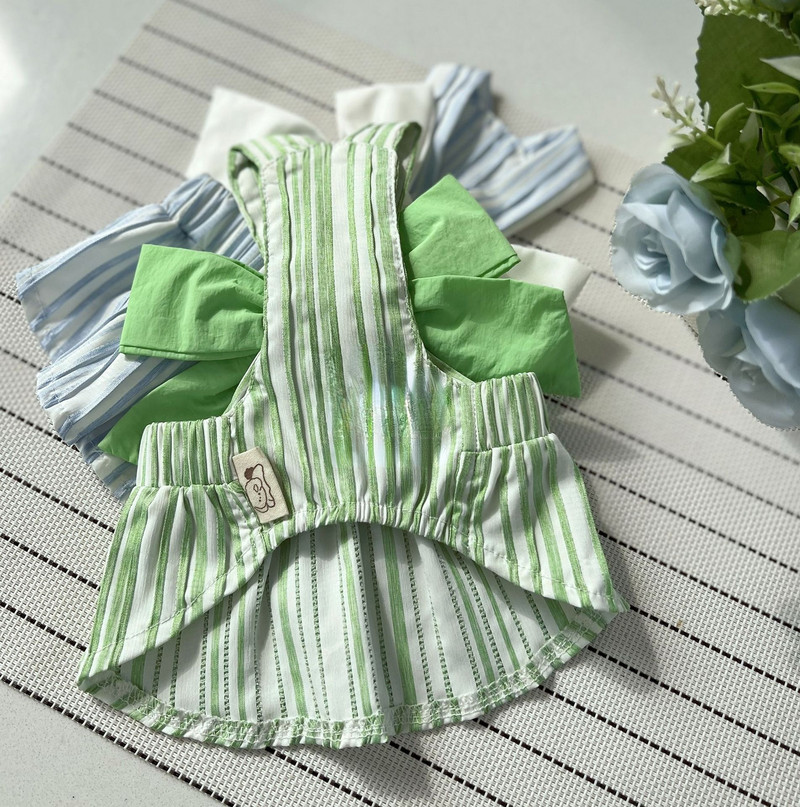 Pavasara/vasaras svītraina Bowknot Traction sprādze, viegla kleita