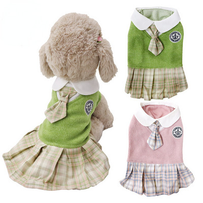 Pulover pentru câini dulci Rochie pentru cățeluș, pisică, hanorac pentru câini, pulovere, fustă pentru câini de talie mică, chihuahua, pudel, costum tricotat, îmbrăcăminte