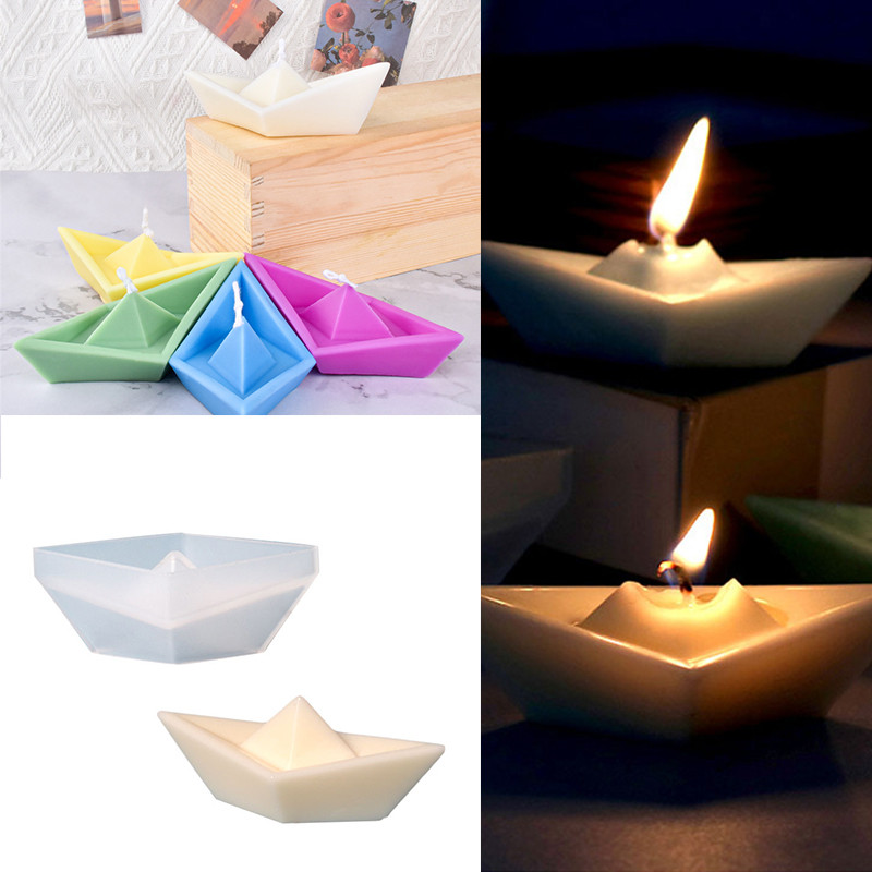 Papīra laiva silikona sveču veidne DIY roku darbs kuģa forma aromterapija ziepju veidne ģipsis epoksīdsveķu veidnes Amatniecība Mājas dekors