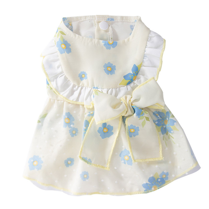 Värskete lilledega lemmikloomade riided Kevad ja suvi armas revääridega kutsikakleit Printsess Tuule seelik Kaisu pehmed riided Armsad koerariided