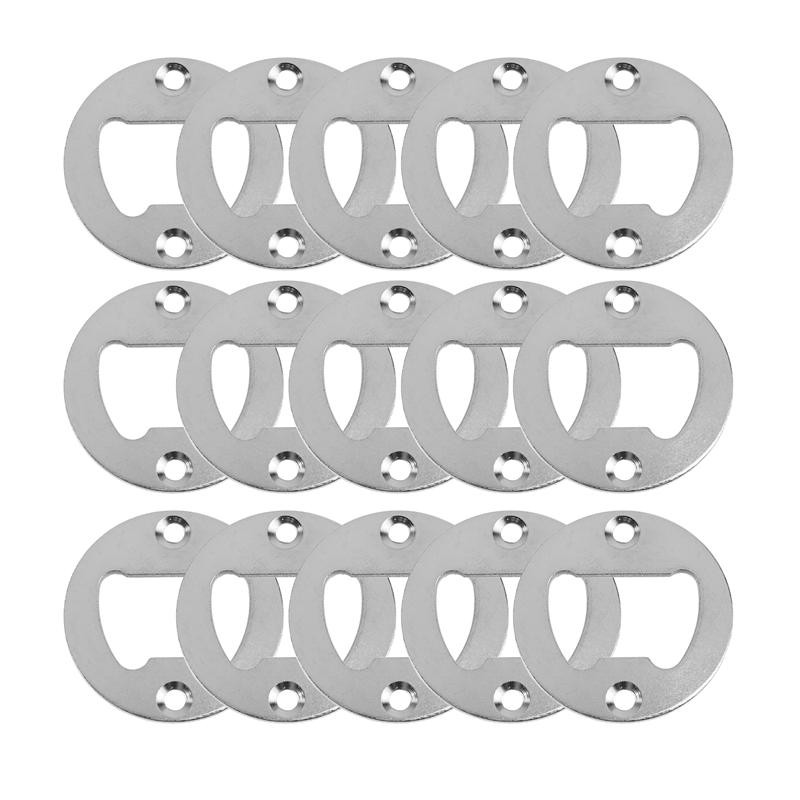 15 vnt apvalaus metalo, stipraus poliruoto butelių atidarytuvo įdėklo dalys alaus butelių atidarytuvo sidabro spalvos