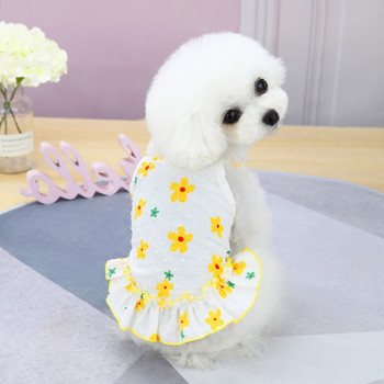 Καλοκαιρινό φλοράλ φόρεμα κινουμένων σχεδίων για σκύλους Chihuahua γιλέκο κουταβιού One Piece Προμήθειες για κατοικίδια Ανοιξιάτικα Γυναικεία Γάτα Σφίγγα Πολυτελή ρούχα για σκύλους
