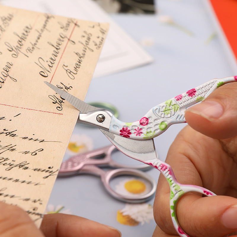 Šķēres Vintage auduma un papīra šūšanas šķēres Retro Tailor zilā un baltā porcelāna vintage celtņa šķēres 4 iespējas