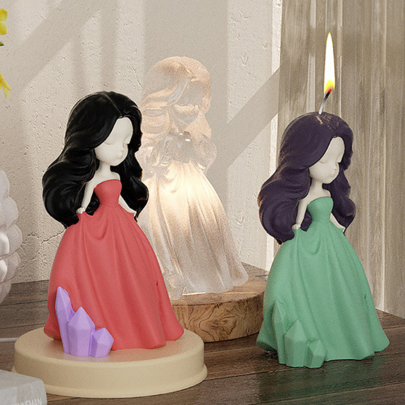3D Cute Princess Silikona sveces pelējuma eņģelis meitenei ziepju sveķu apmetums pelējuma izgatavošanai DIY cilvēka šokolādes cepšanas rīks mājas dekora dāvana